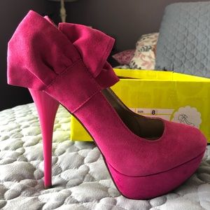 Fuchsia Suede Charolette Russe Heels